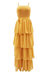 Yellow Ribbed Bralette Top Layered Maxi Dress king-general-store-5710.myshopify.com