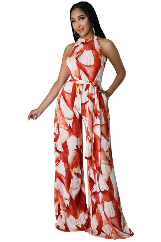 Orange Red Sleeveless Wide Leg Set king-general-store-5710.myshopify.com