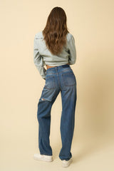 High Rise Distressed Medium Wash Denim Jeans