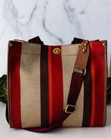 Contrasting Striped Pattern Tote king-general-store-5710.myshopify.com