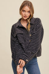 Plaid Fleece Shacket with Patch Pockets