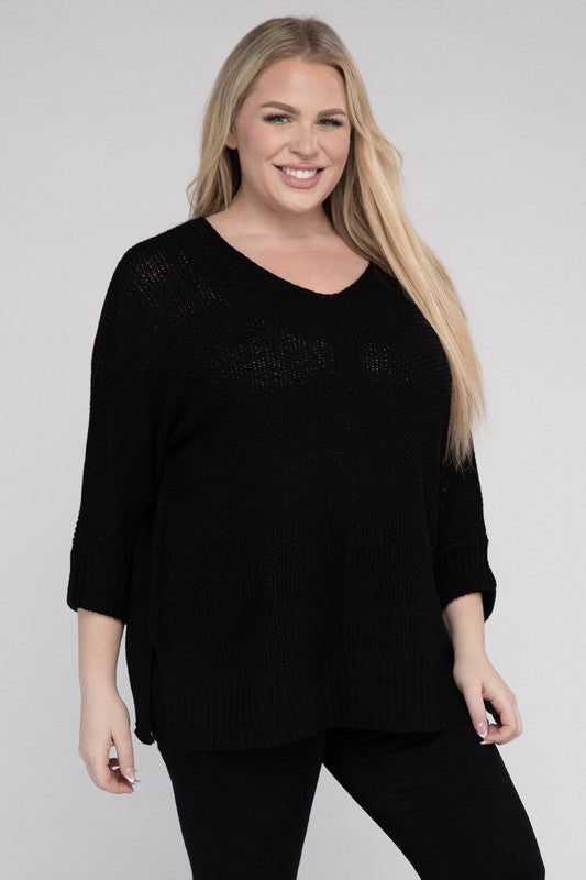 Plus Size Crew Neck Knit Sweater king-general-store-5710.myshopify.com