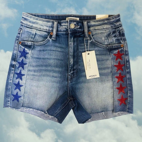 Rhinestone Star High Rise Shorts king-general-store-5710.myshopify.com