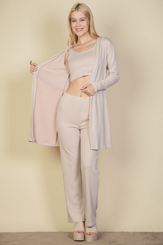 3Piece Set Cardigan, Crop Tank Top and Pants Set king-general-store-5710.myshopify.com