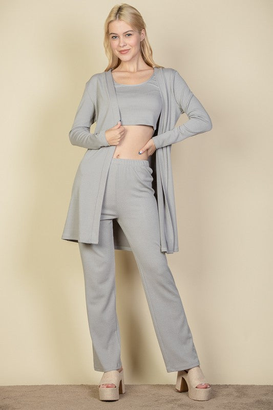 3Piece Set Cardigan, Crop Tank Top and Pants Set king-general-store-5710.myshopify.com