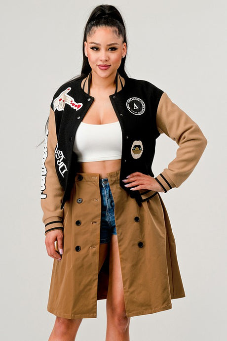 Athina Black Queen Letterman Jacket king-general-store-5710.myshopify.com