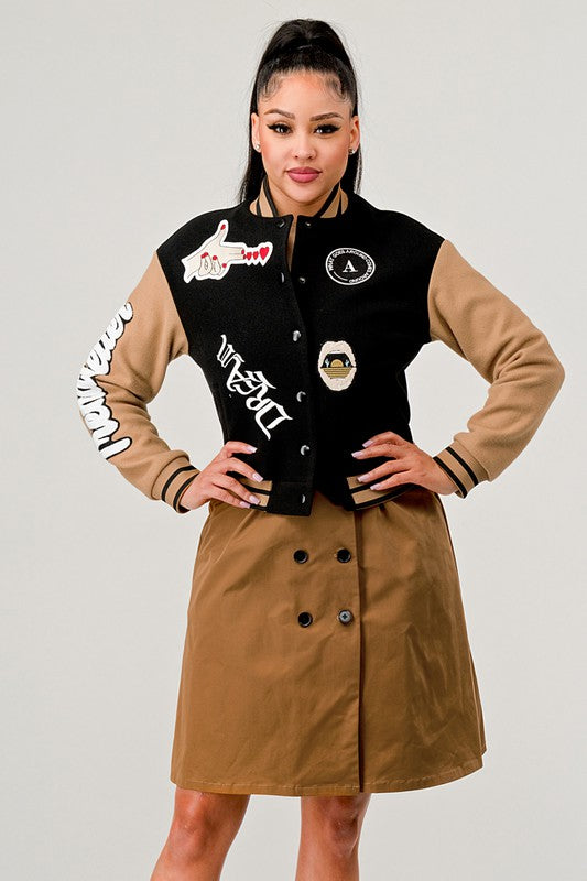 Athina Black Queen Letterman Jacket king-general-store-5710.myshopify.com