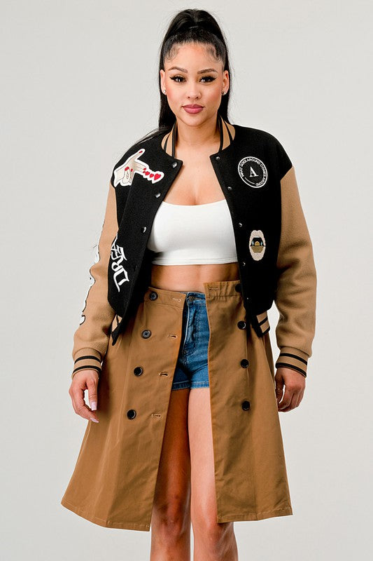 Athina Black Queen Letterman Jacket king-general-store-5710.myshopify.com