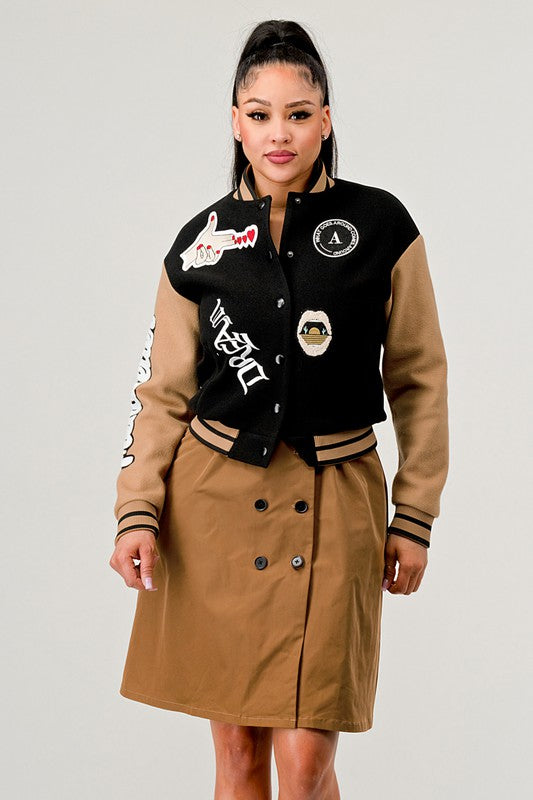 Athina Black Queen Letterman Jacket king-general-store-5710.myshopify.com