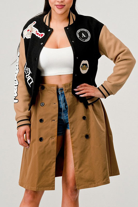 Athina Black Queen Letterman Jacket king-general-store-5710.myshopify.com