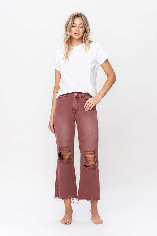 90's Vintage High Rise Crop Flare Jeans king-general-store-5710.myshopify.com