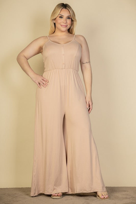 Plus Size Button Front Wide Leg Jumpsuit king-general-store-5710.myshopify.com