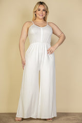 Plus Size Button Front Wide Leg Jumpsuit king-general-store-5710.myshopify.com