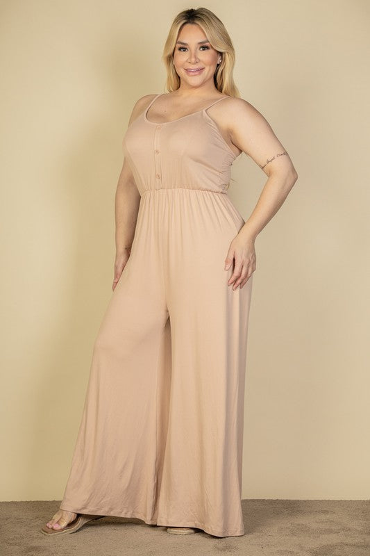 Plus Size Button Front Wide Leg Jumpsuit king-general-store-5710.myshopify.com