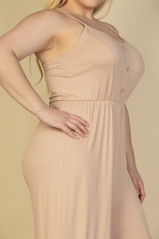 Plus Size Button Front Wide Leg Jumpsuit king-general-store-5710.myshopify.com