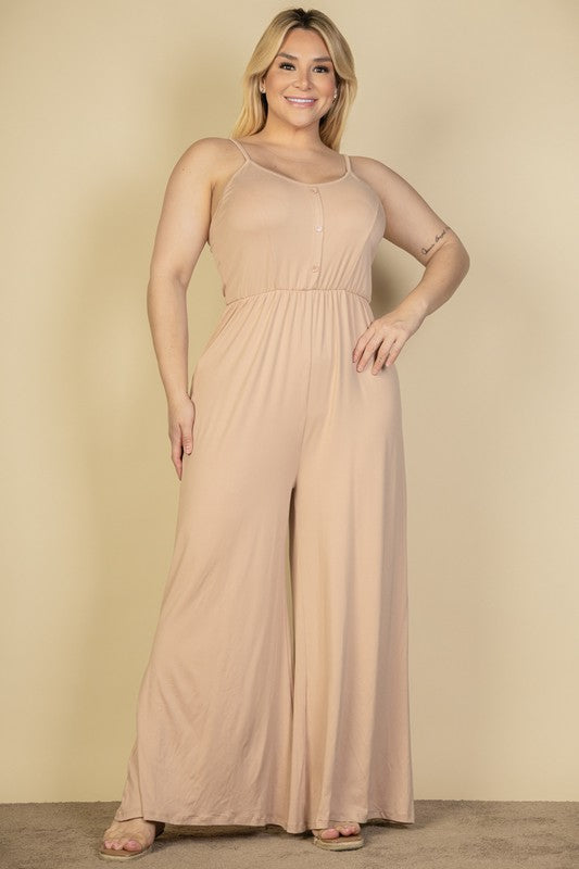 Plus Size Button Front Wide Leg Jumpsuit king-general-store-5710.myshopify.com