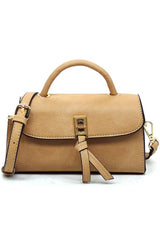 Twist Lock Flap Satchel Crossbody Bag