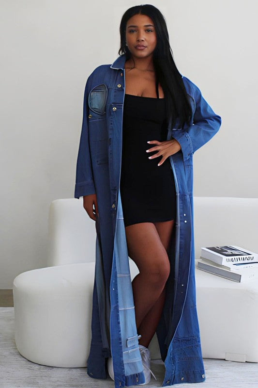 Athina Casual Denim Slit Open Long Denim Jacket king-general-store-5710.myshopify.com