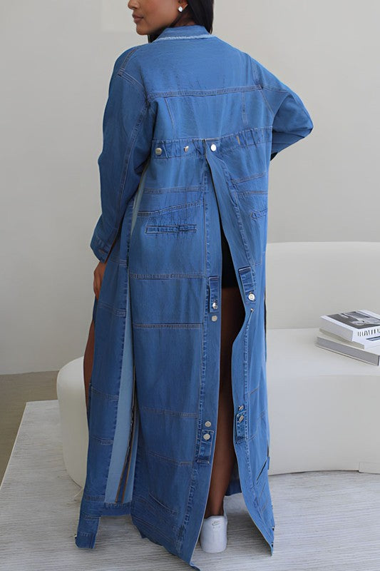 Athina Casual Denim Slit Open Long Denim Jacket king-general-store-5710.myshopify.com