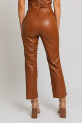 Brown Faux Leather Straight Pants king-general-store-5710.myshopify.com