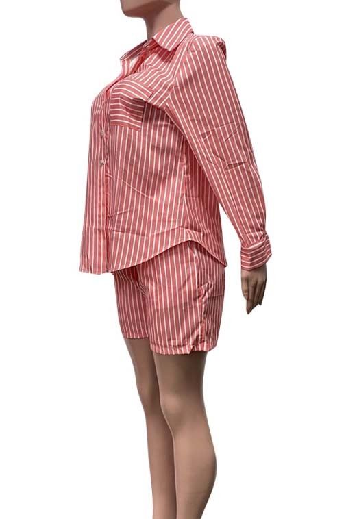 Long Sleeve Collar Button Up Short Set king-general-store-5710.myshopify.com