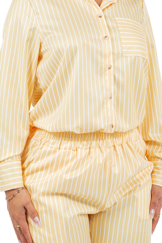 Long Sleeve Collar Button Up Short Set king-general-store-5710.myshopify.com