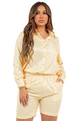 Long Sleeve Collar Button Up Short Set king-general-store-5710.myshopify.com