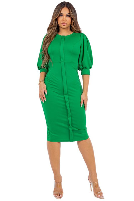 Green 3/4 Bell Sleeve Bodycon Mini Dress king-general-store-5710.myshopify.com