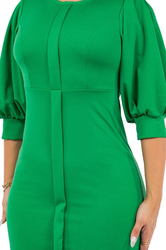 Green 3/4 Bell Sleeve Bodycon Mini Dress king-general-store-5710.myshopify.com