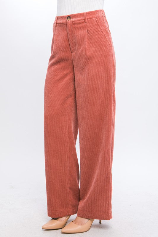 Soft Textured Corduroy Trouser Pants