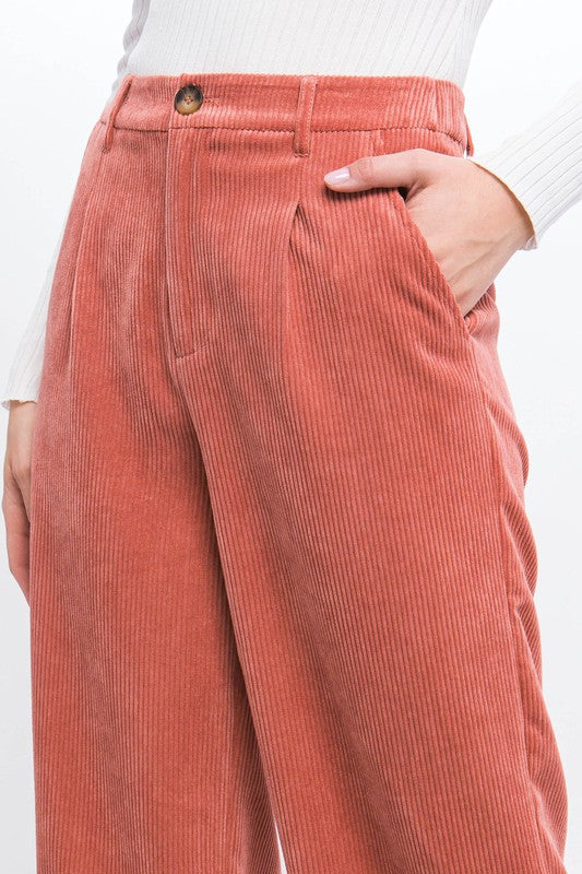 Soft Textured Corduroy Trouser Pants