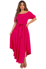 Off Shoulder Circle Style Maxi Dress with Belt Strip king-general-store-5710.myshopify.com