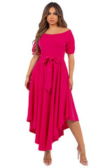 Off Shoulder Circle Style Maxi Dress with Belt Strip king-general-store-5710.myshopify.com