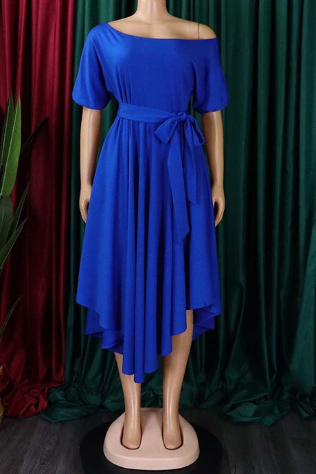 Off Shoulder Circle Style Maxi Dress with Belt Strip king-general-store-5710.myshopify.com