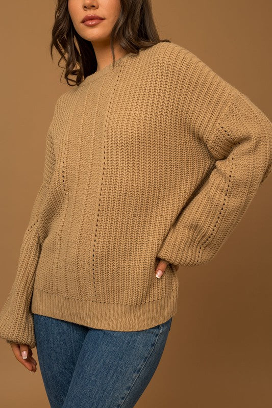 Balloon Sleeve Braid Sweater king-general-store-5710.myshopify.com