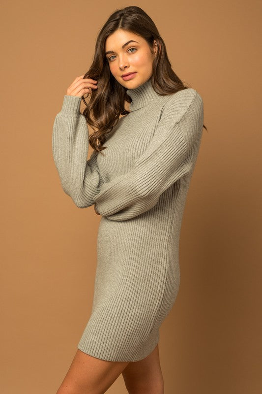 Turtle Neck Balloon Sleeve Sweater Dress king-general-store-5710.myshopify.com