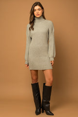 Turtle Neck Balloon Sleeve Sweater Dress king-general-store-5710.myshopify.com