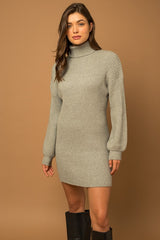 Turtle Neck Balloon Sleeve Sweater Dress king-general-store-5710.myshopify.com