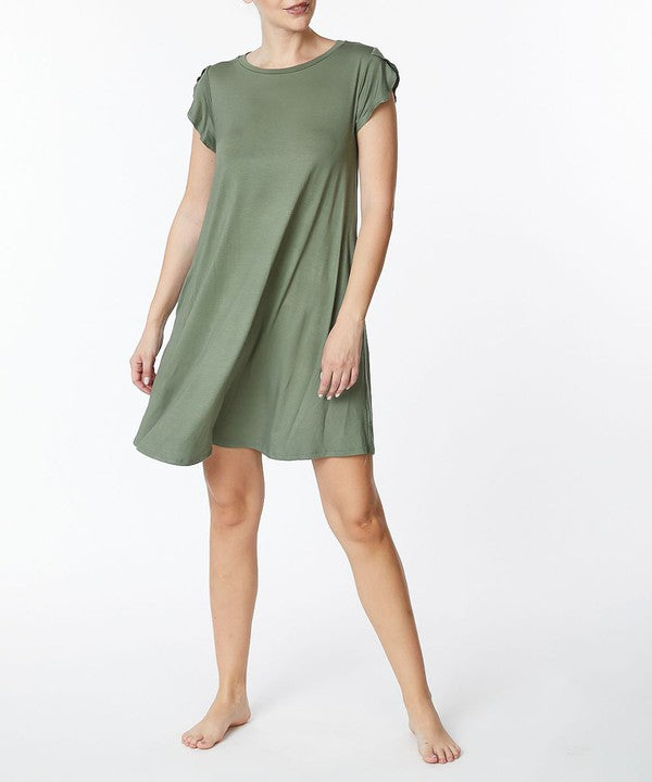 BAMBOO Tulip Sleeve Mini Dress with Pockets king-general-store-5710.myshopify.com