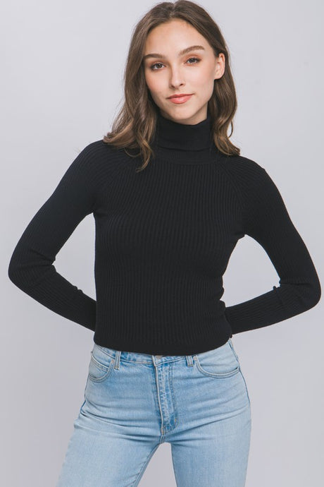 Turtleneck Ribbed Knit Sweater Top king-general-store-5710.myshopify.com