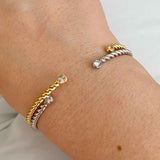 Slim And Cabled Open Bangle Bracelet king-general-store-5710.myshopify.com