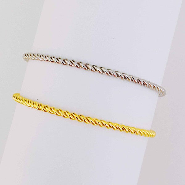 Slim And Cabled Open Bangle Bracelet king-general-store-5710.myshopify.com