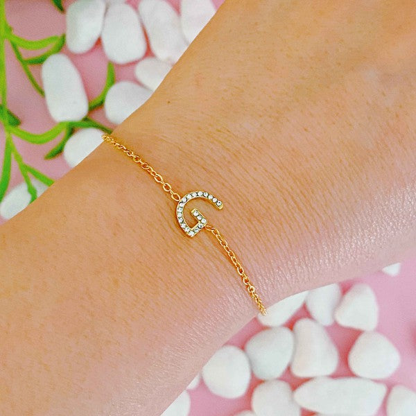 Dainty Sparkle Initial Bracelet king-general-store-5710.myshopify.com