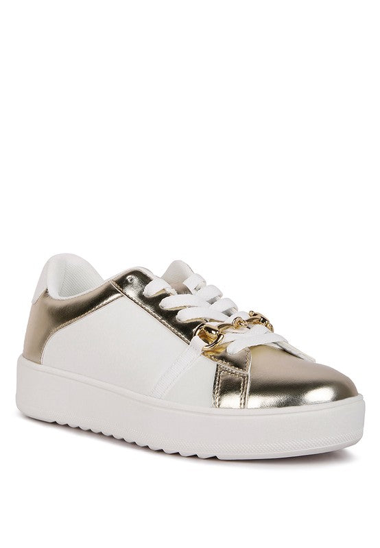 Nemo Contrasting Metallic Faux Leather Sneakers king-general-store-5710.myshopify.com