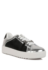 Nemo Contrasting Metallic Faux Leather Sneakers king-general-store-5710.myshopify.com