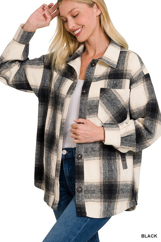 Oversized Yarn Dyed Plaid Longline Shacket king-general-store-5710.myshopify.com