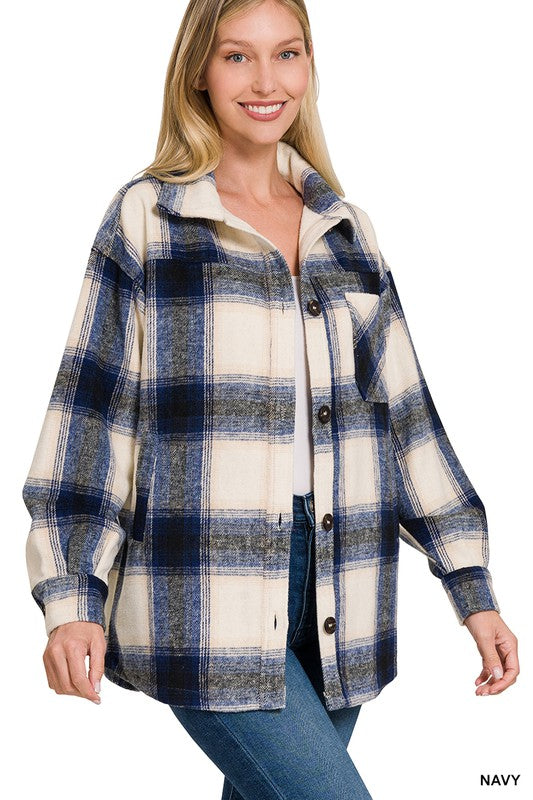 Oversized Yarn Dyed Plaid Longline Shacket king-general-store-5710.myshopify.com