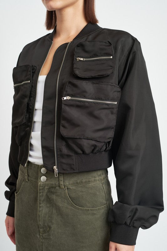 Cropped Bomber Jacket king-general-store-5710.myshopify.com