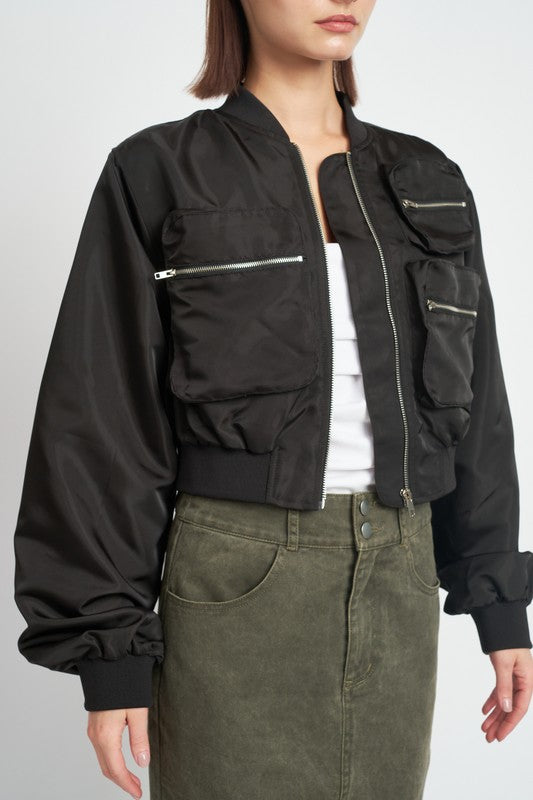 Cropped Bomber Jacket king-general-store-5710.myshopify.com