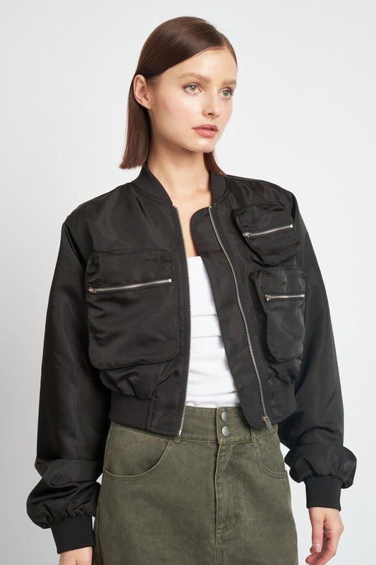 Cropped Bomber Jacket king-general-store-5710.myshopify.com